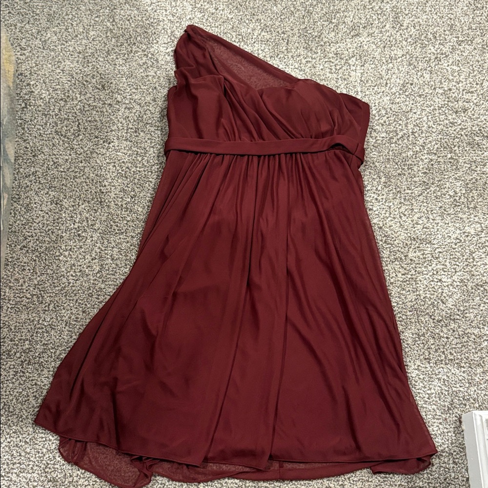 David's Bridal Strapless Burgundy Dress